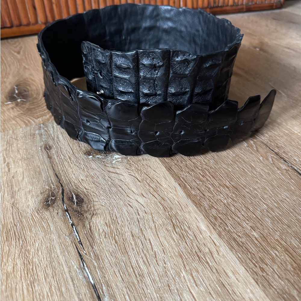 Manetti Black Crocodile Leather Made in Italy Size‎ OS
